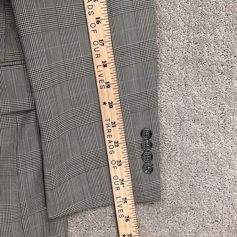 Geoffrey Beene Suit 42 33W 29L Black White Houndstooth Plaid Double Breasted 2pc